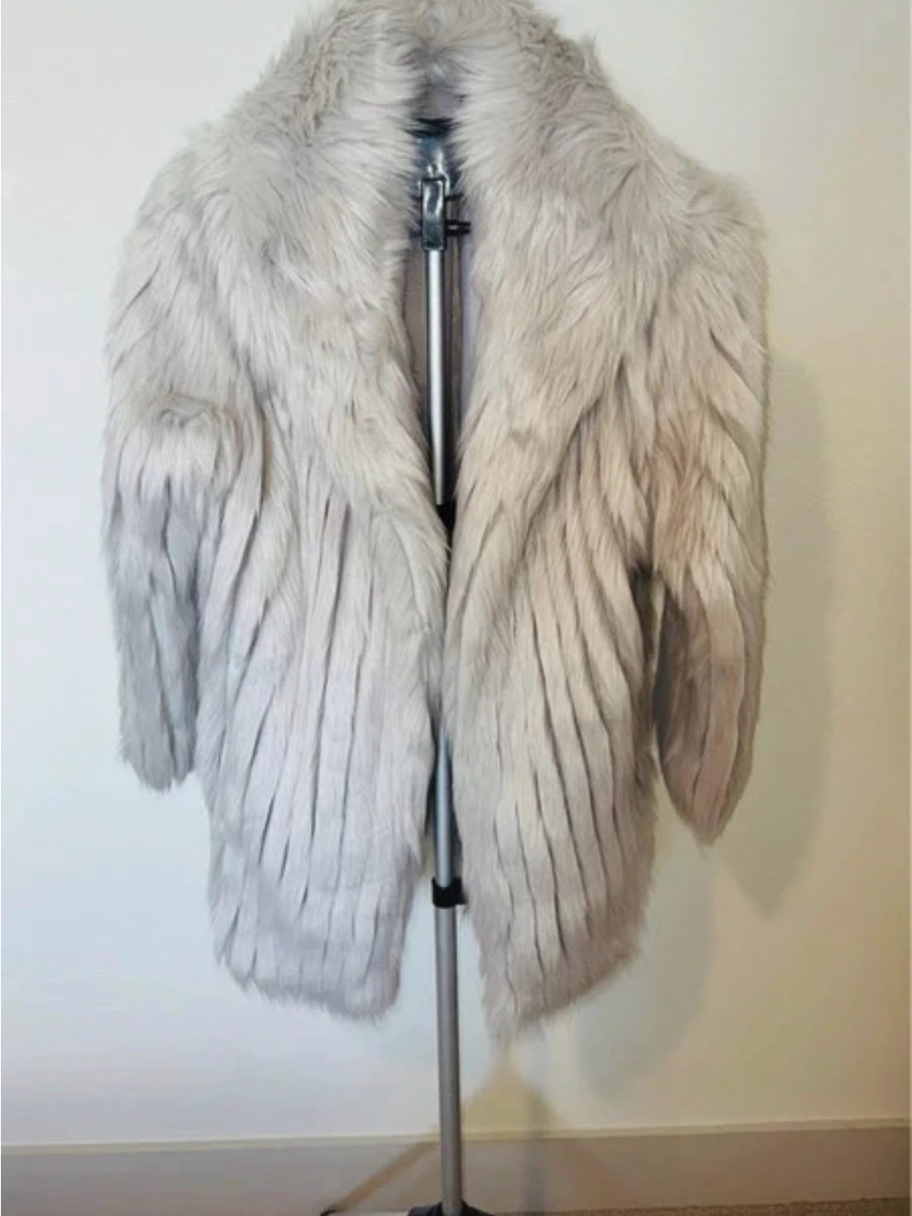Express Light Gray Faux Fur Teddy Jacket